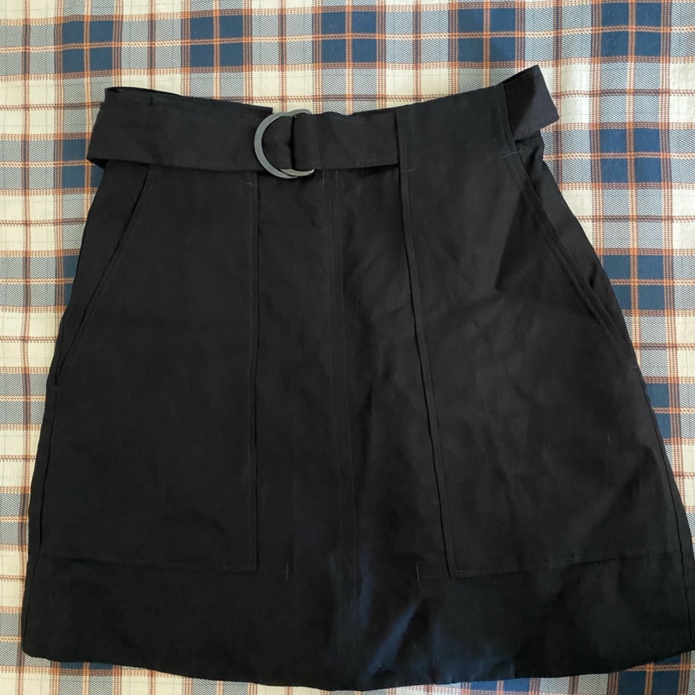 COS linen blended belted black skirt with pockets